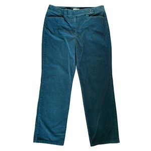Talbots Teal Straight Leg Corduroy Stretch Pants Size 16 Classic Fall Winter